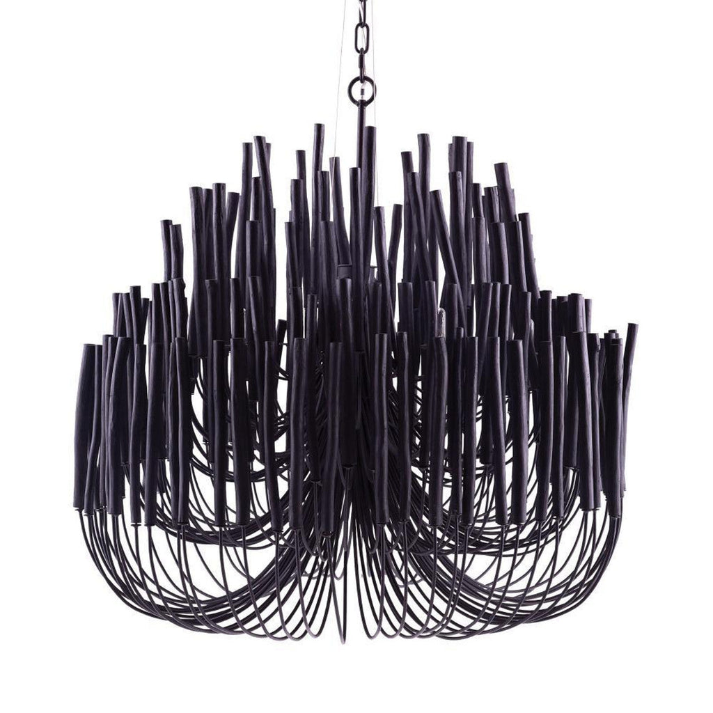 Black Wood Tiered chandelier - Evren Meadow for dining room view 1
