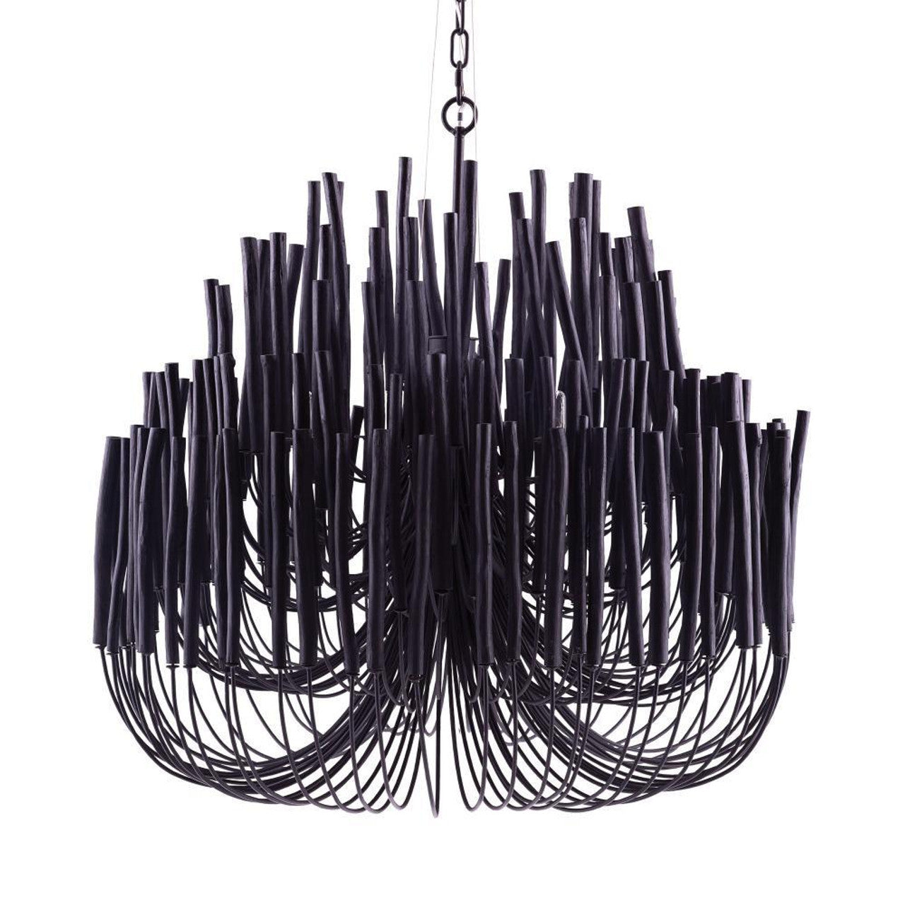 Black Wood Tiered chandelier - Evren Meadow for dining room view 1