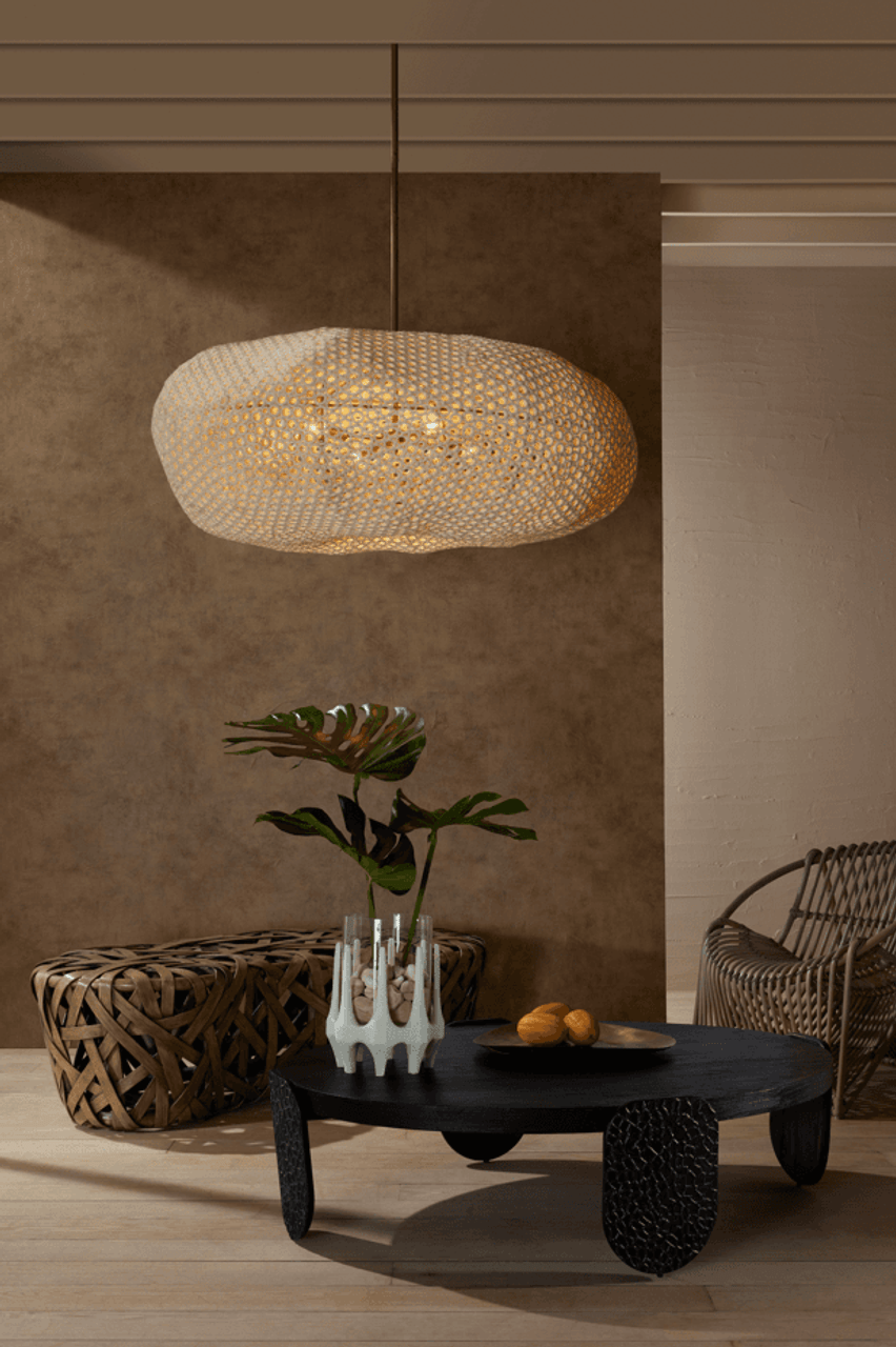Antique Brass Wood Round chandelier - Rumi Nest for dining room view 11