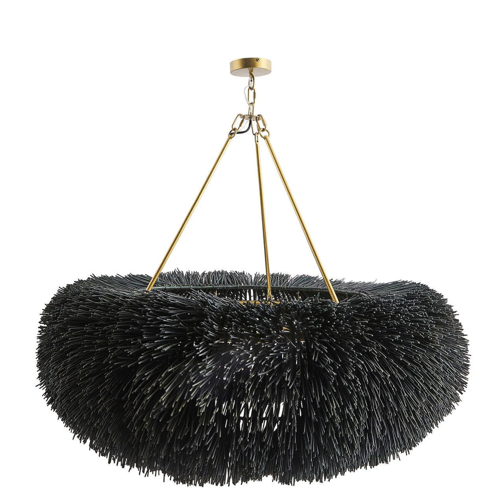 Black Rattan Round chandelier - Petra Nest for dining room view 4