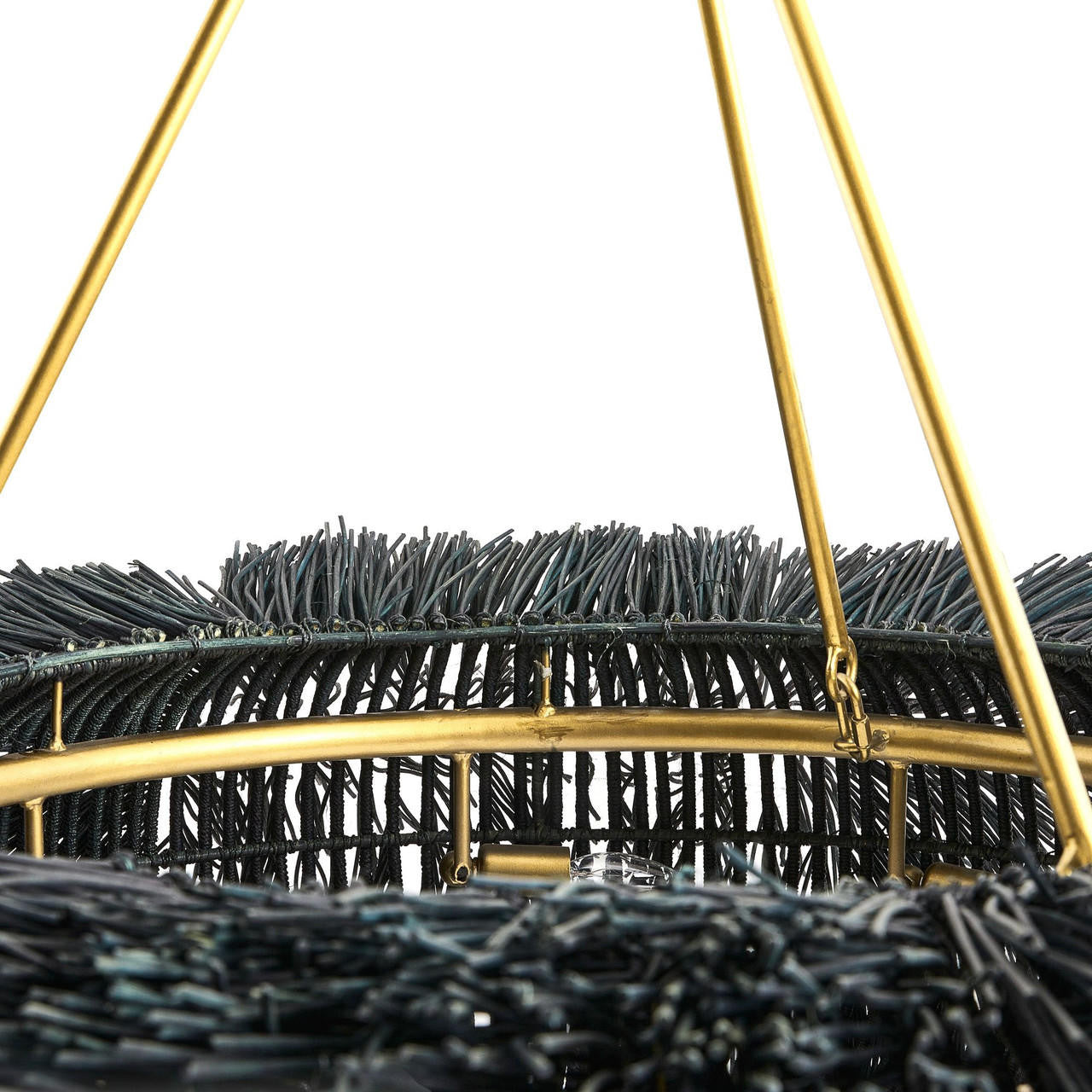Black Rattan Round chandelier - Petra Nest for dining room view 6