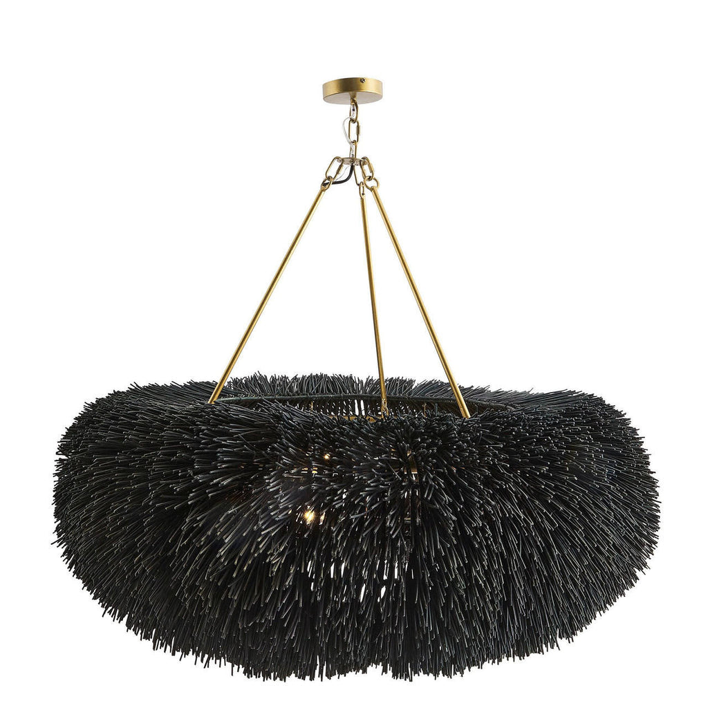 Black Rattan Round chandelier - Petra Nest for dining room view 1