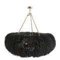 Black Rattan Round chandelier - Petra Nest for dining room view 1