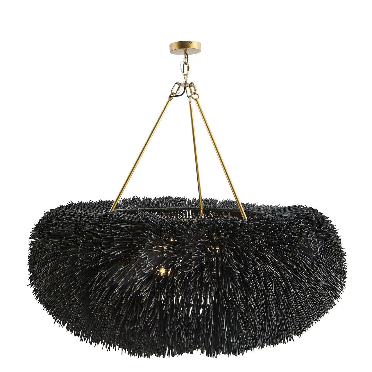 Black Rattan Round chandelier - Petra Nest for dining room view 1