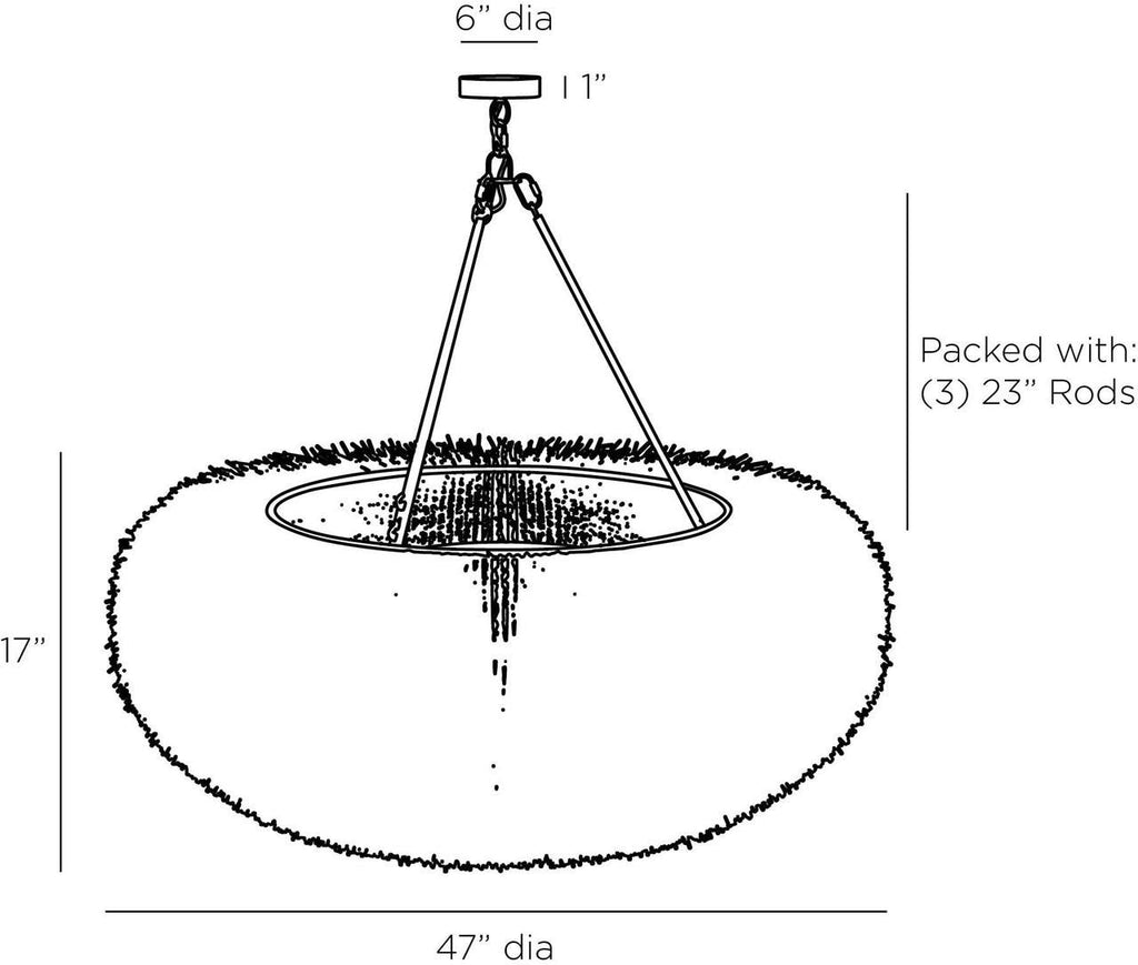 Black Rattan Round chandelier - Petra Nest for dining room view 2