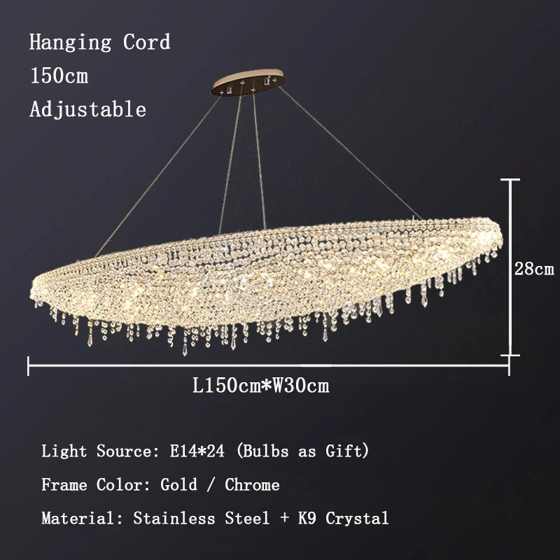 White Crystal Linear chandelier - Una Court for dining room view 7