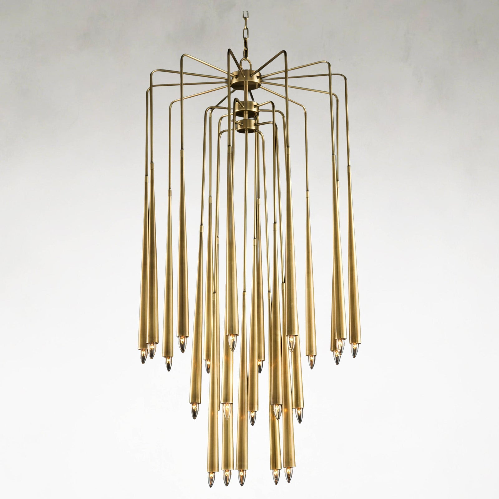 Brass Acrylic chandelier - Linnea Stone for dining room view 1