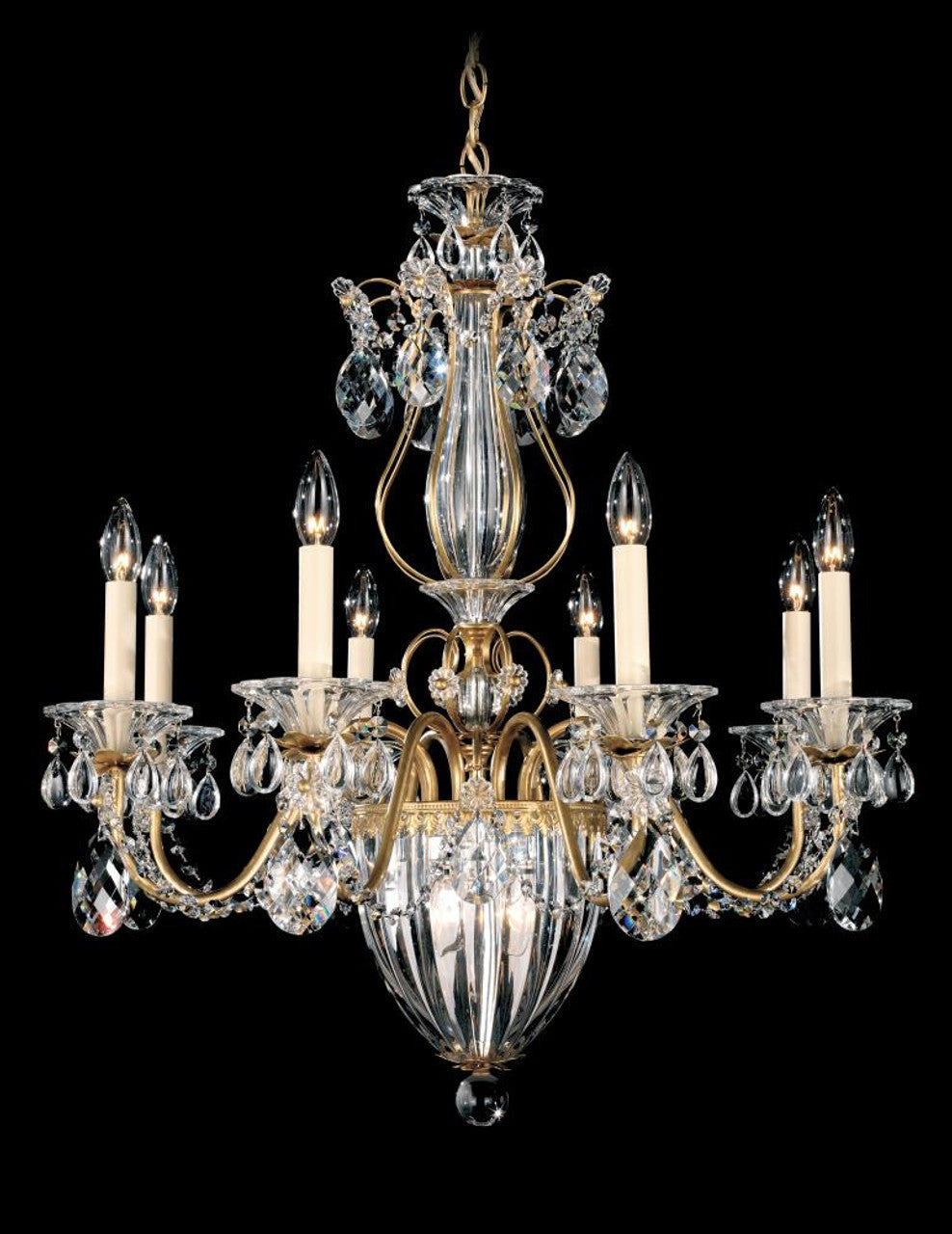 La Scala Chandelier, 8-Light, French Gold, Clear Heritage Crystal, 25"W (5007-26 17XX5V)