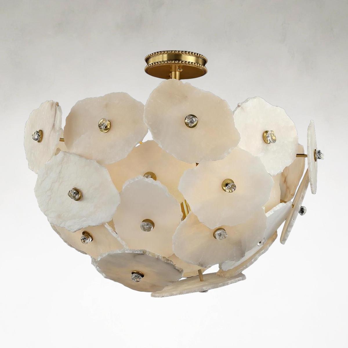 Brass Alabaster chandelier - Isla Stone for dining room view 1