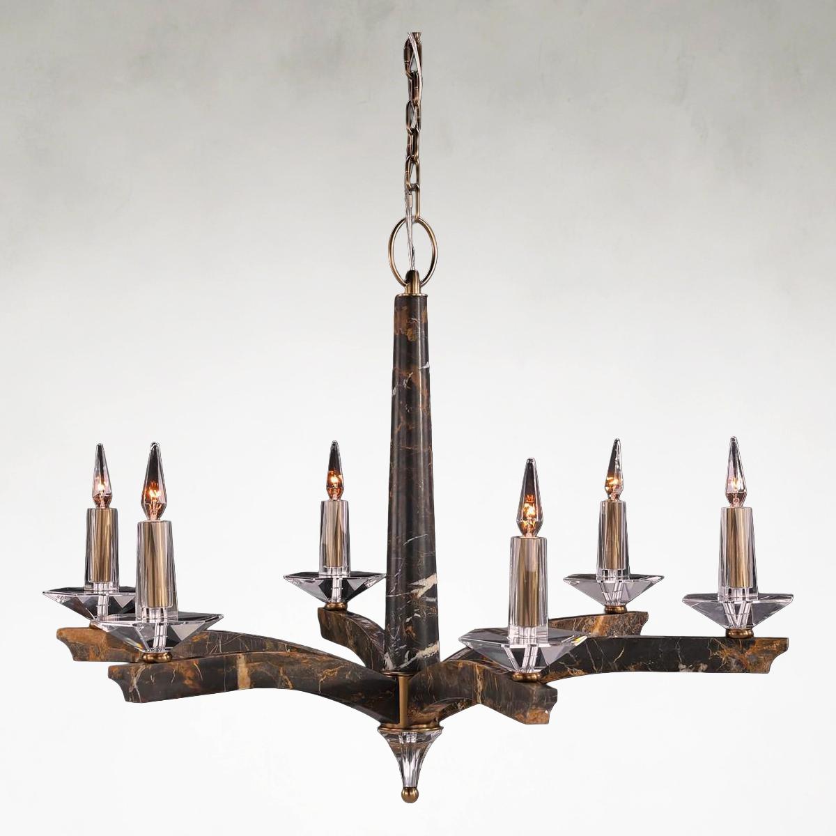 Antique Brass Crystal chandelier - Viana Stone for dining room view 1