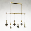 Antique Brass Crystal Linear chandelier - Keira Stone for dining room view 1