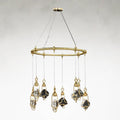Antique Brass Crystal chandelier - Lazuli Stone for dining room view 1