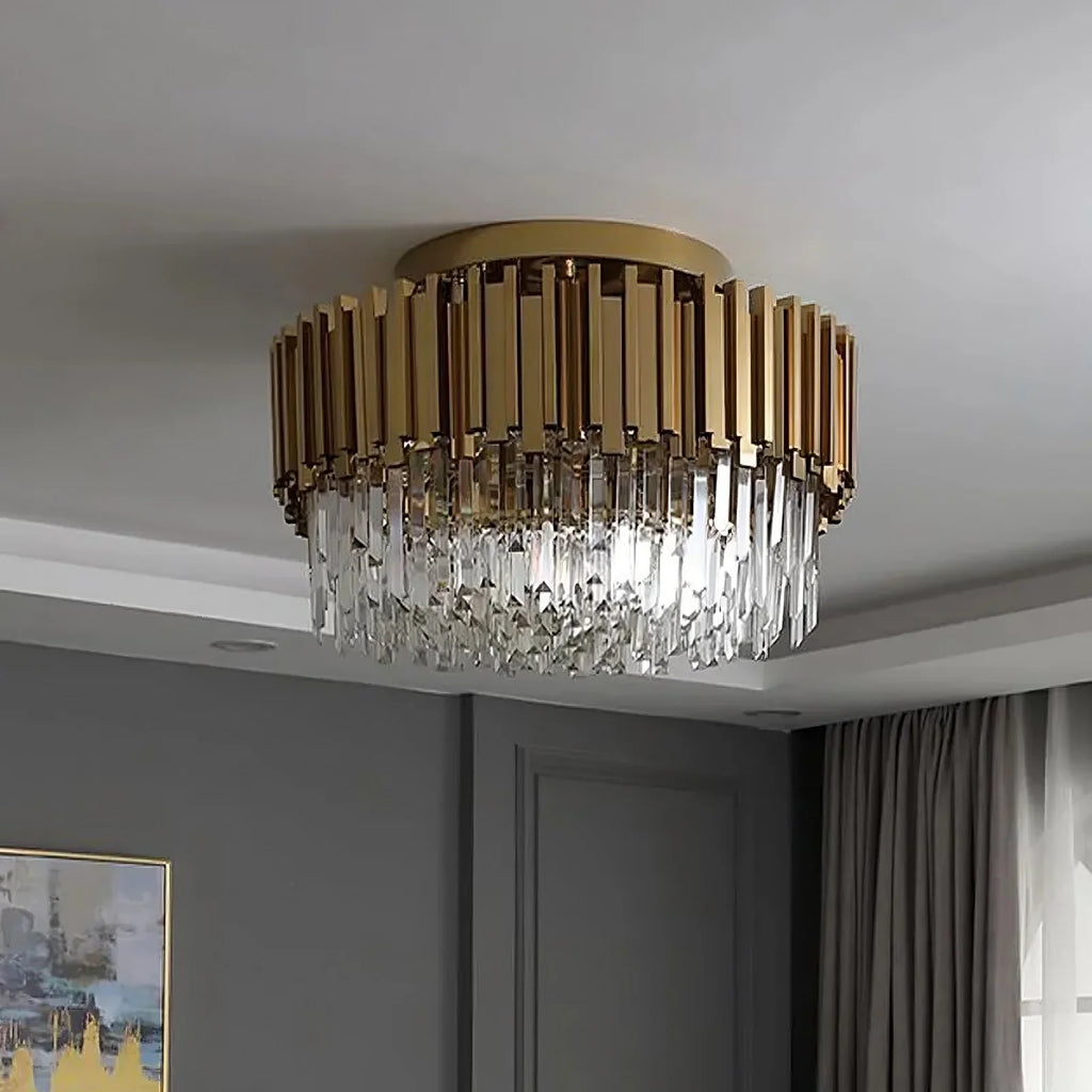 Gold Crystal Round chandelier - Arden Arc for dining room view 4