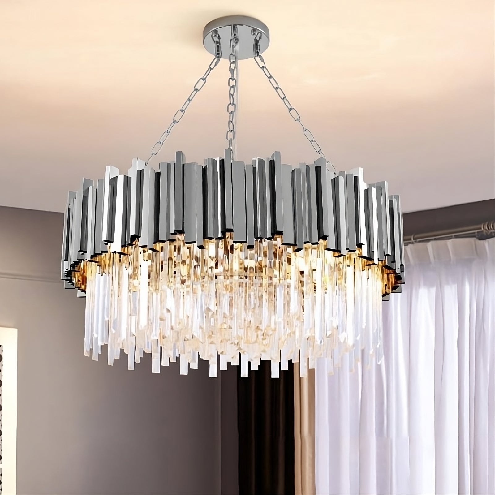 Clear Crystal Round chandelier - Dune House for dining room view 2