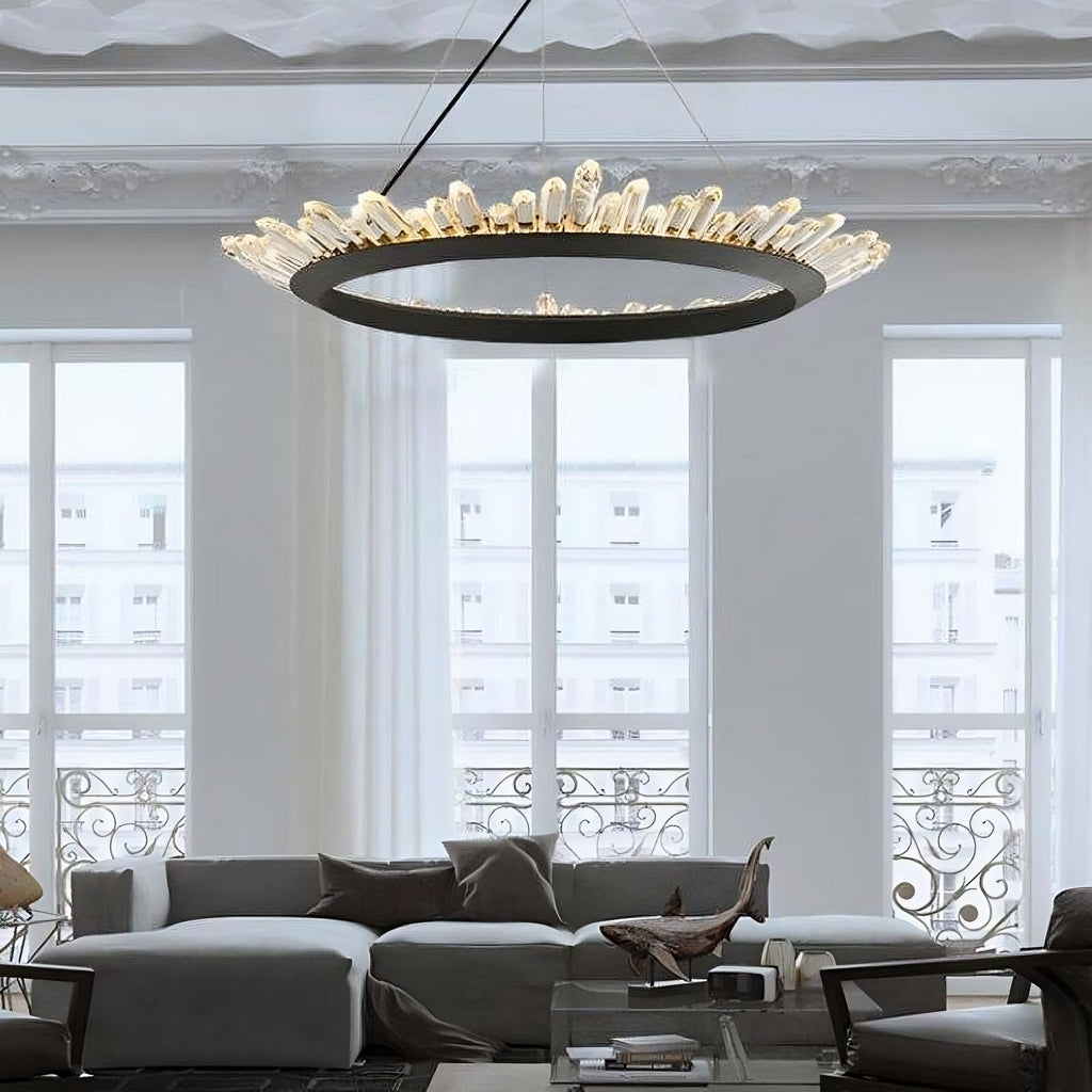 Black Crystal Round chandelier - Vela House for dining room view 3