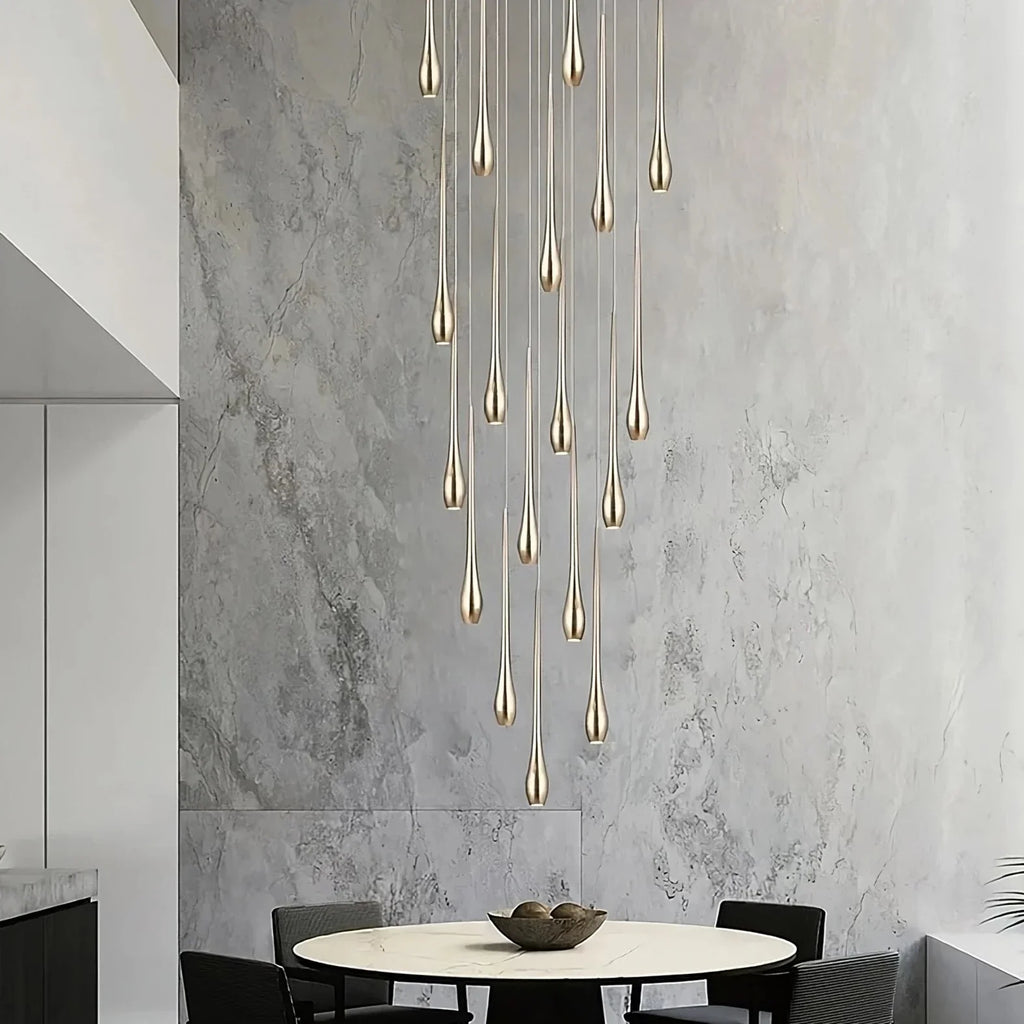 Gold Linear chandelier - Caro House for dining room view 2