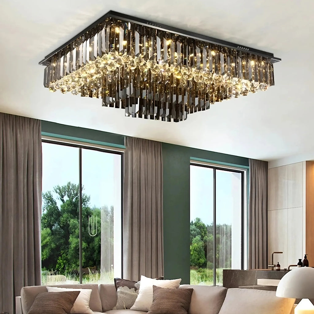 Smoke Crystal Linear chandelier - Halo House for dining room view 2