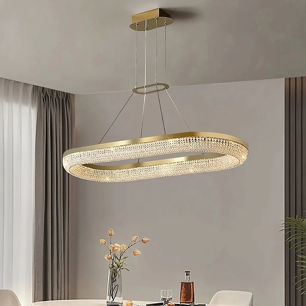 Clear Crystal Linear chandelier - Riven Bay for dining room view 2