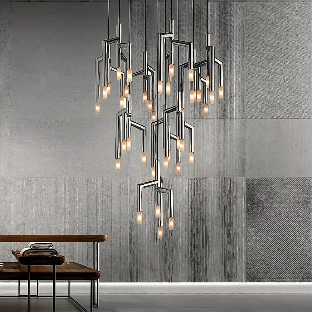 Steel Linear chandelier - Rumi Lane for dining room view 2