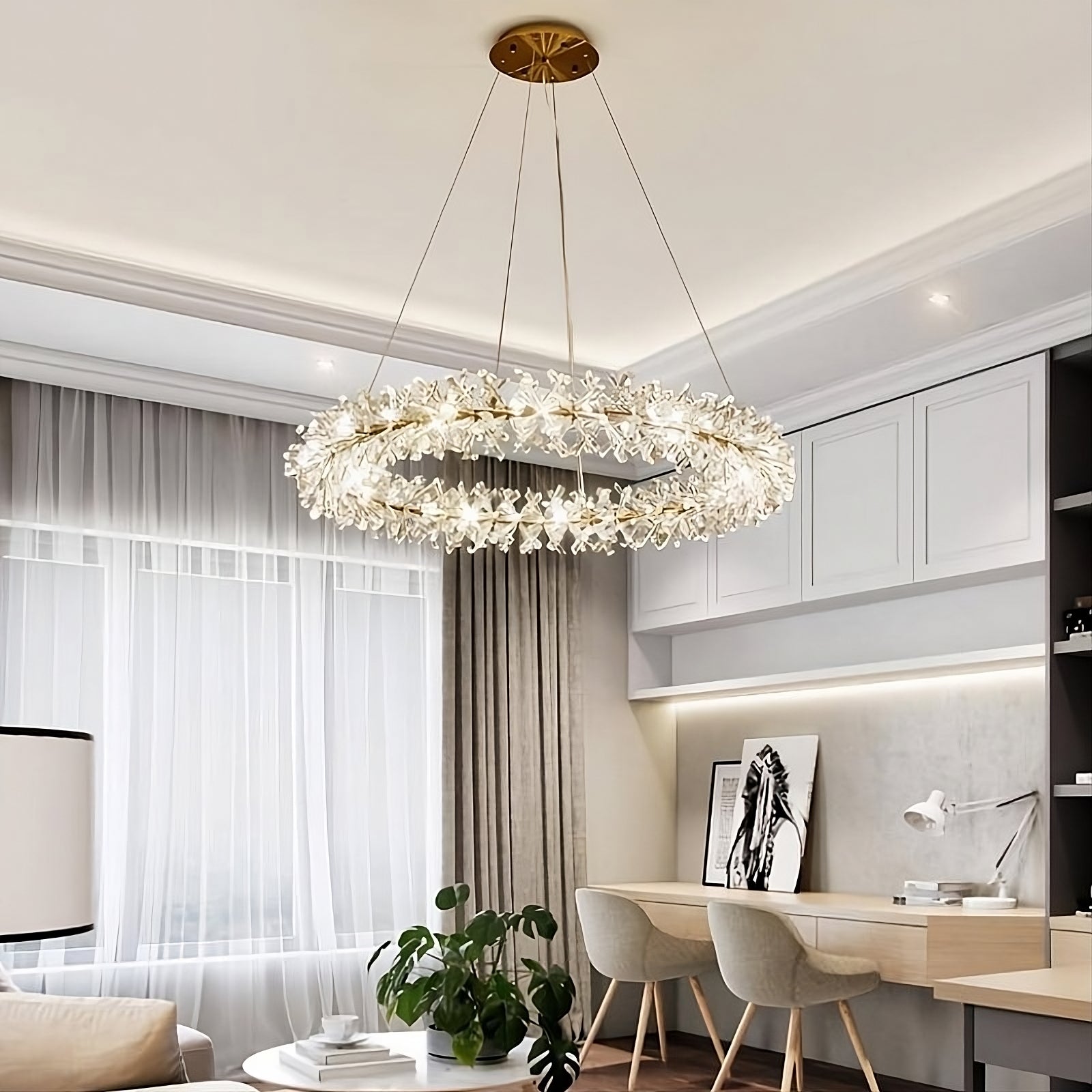 Clear Crystal Round chandelier - Hollis House for dining room view 2