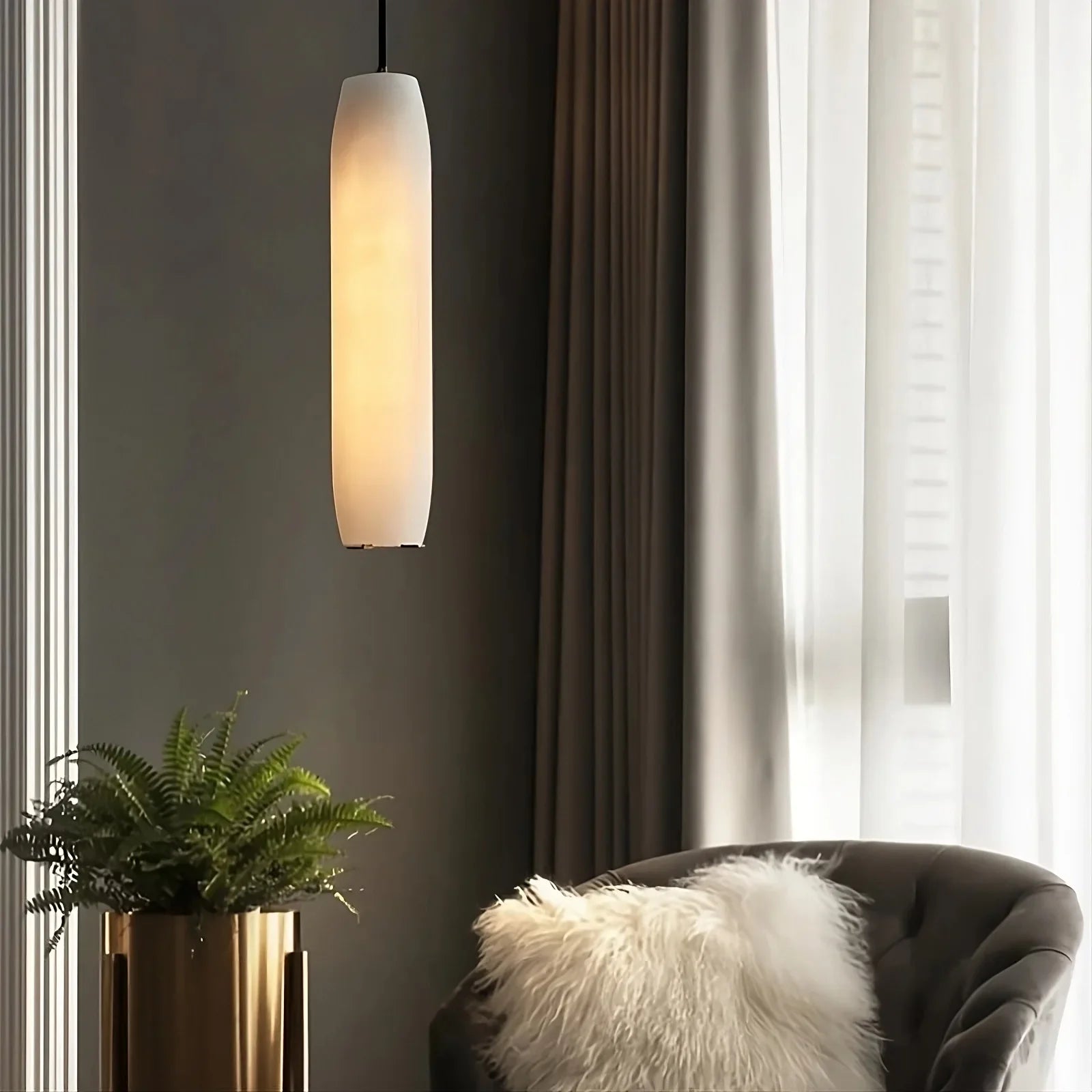 Copper Metal Linear chandelier - Rumi House for dining room view 4
