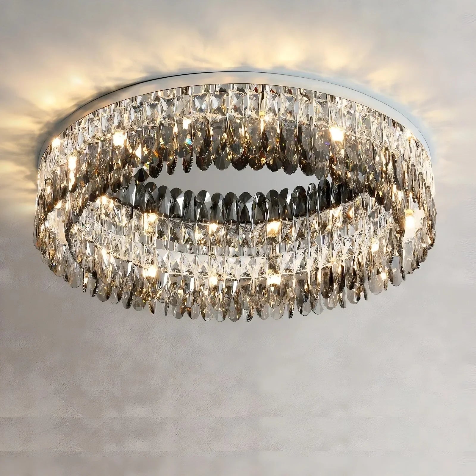 Clear Crystal Round chandelier - Rhea Bay for dining room view 1