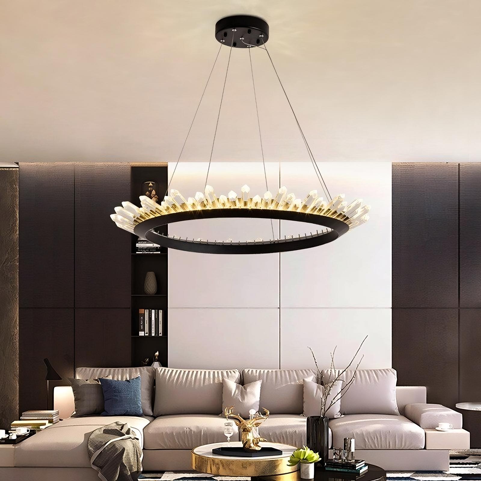 Black Crystal Round chandelier - Vela House for dining room view 1