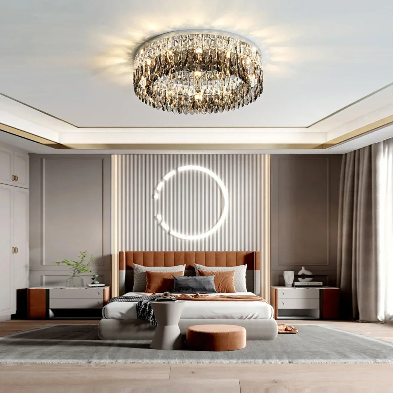 Clear Crystal Round chandelier - Rhea Bay for dining room view 3