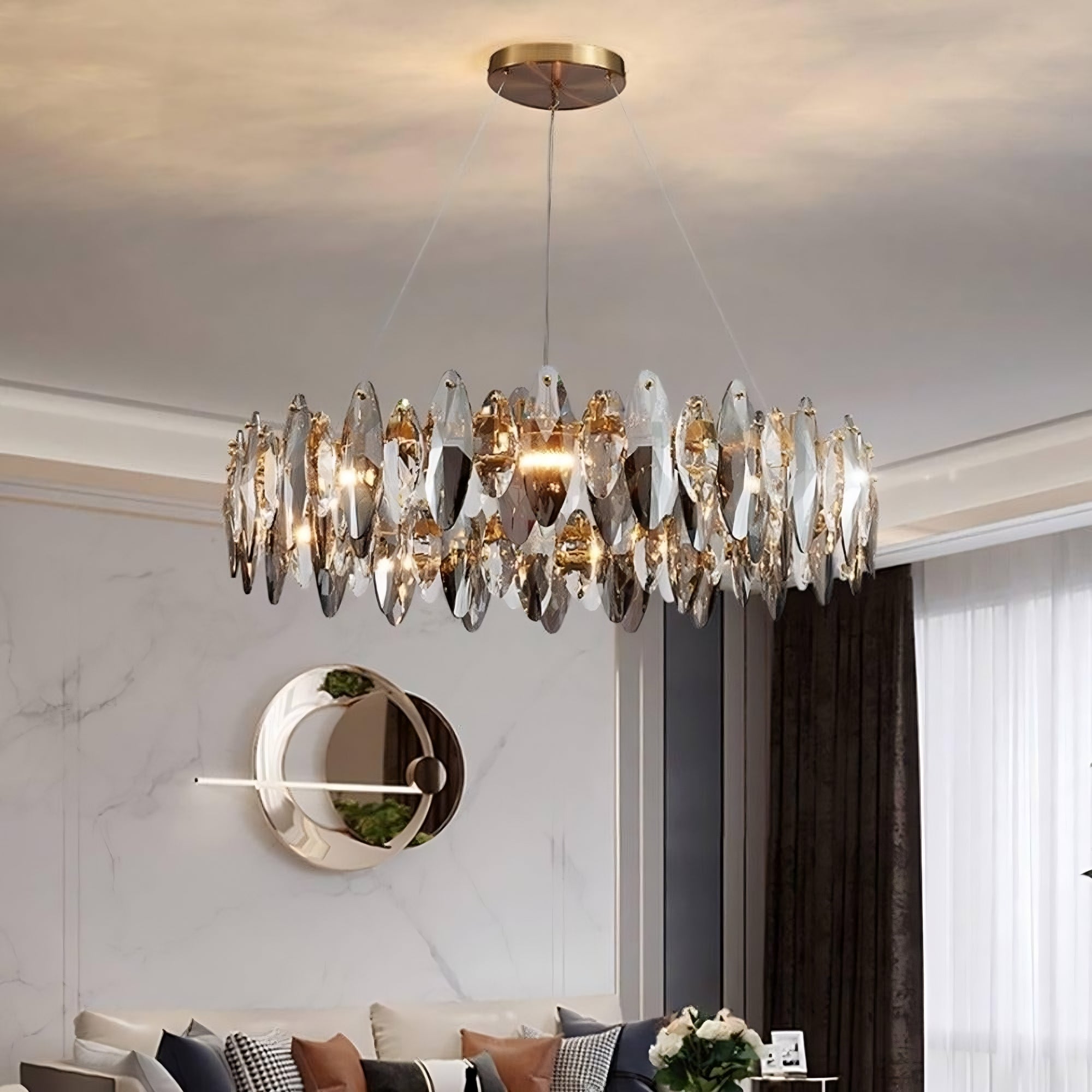 Polished Crystal Round chandelier - Siena House for dining room view 3