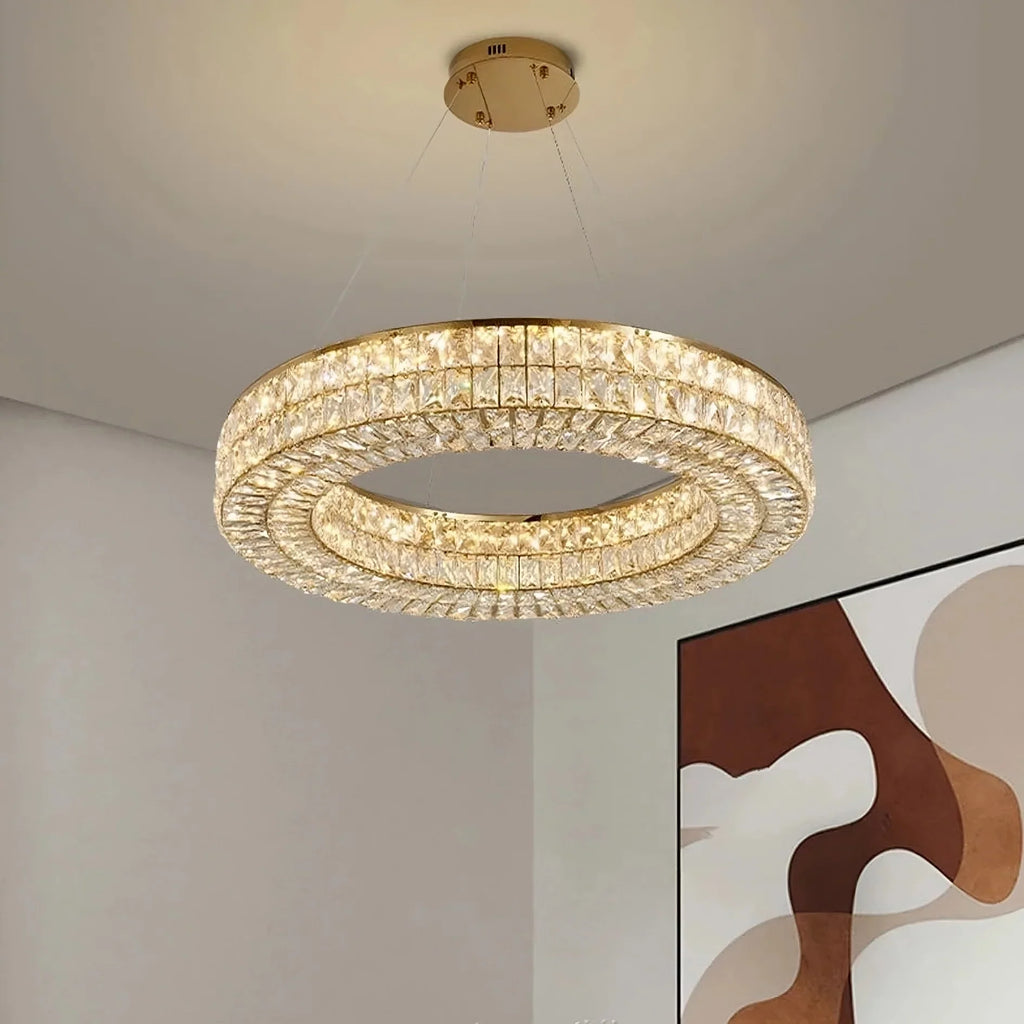Gold Crystal Round chandelier - Iris Bay for dining room view 3