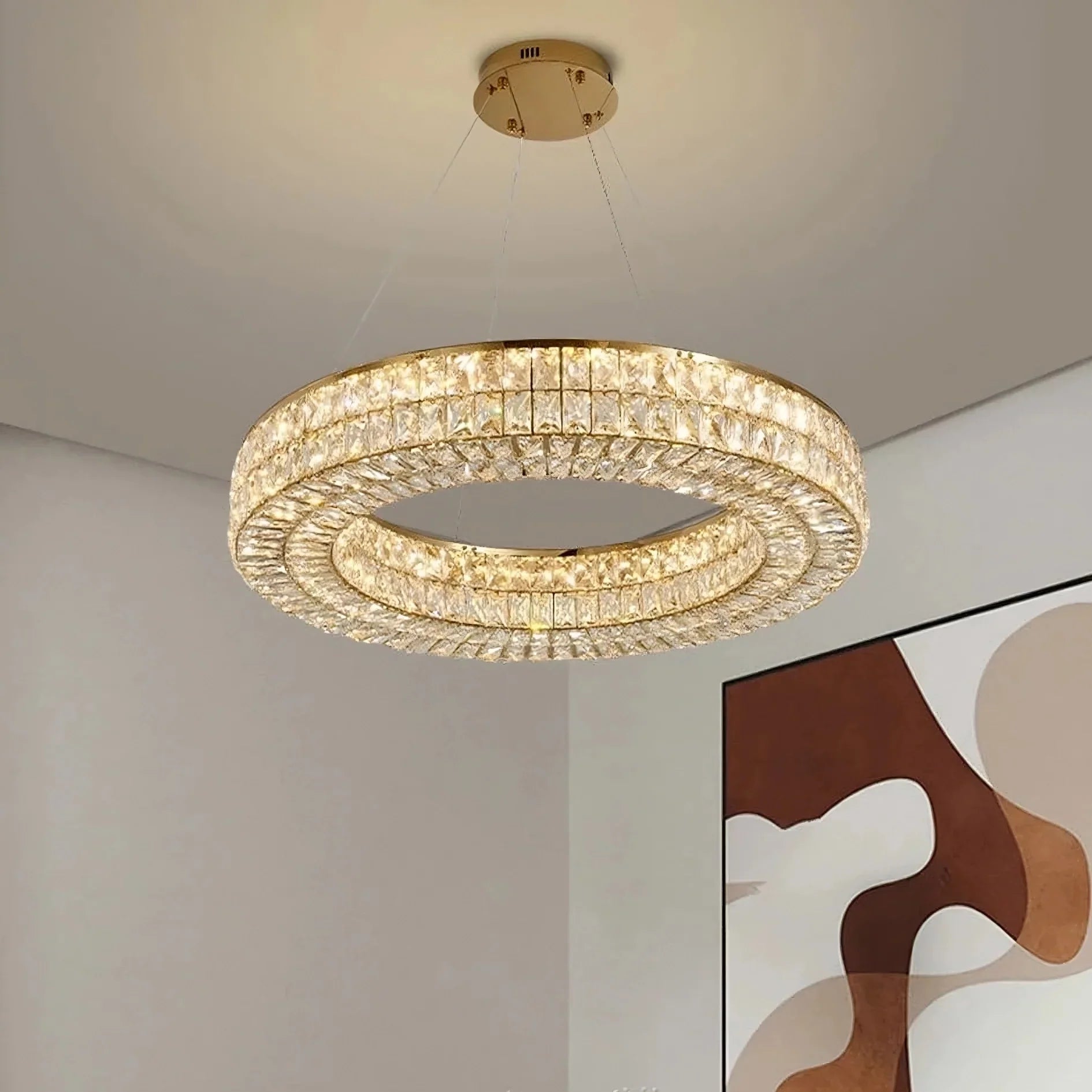 Gold Crystal Round chandelier - Iris Bay for dining room view 3