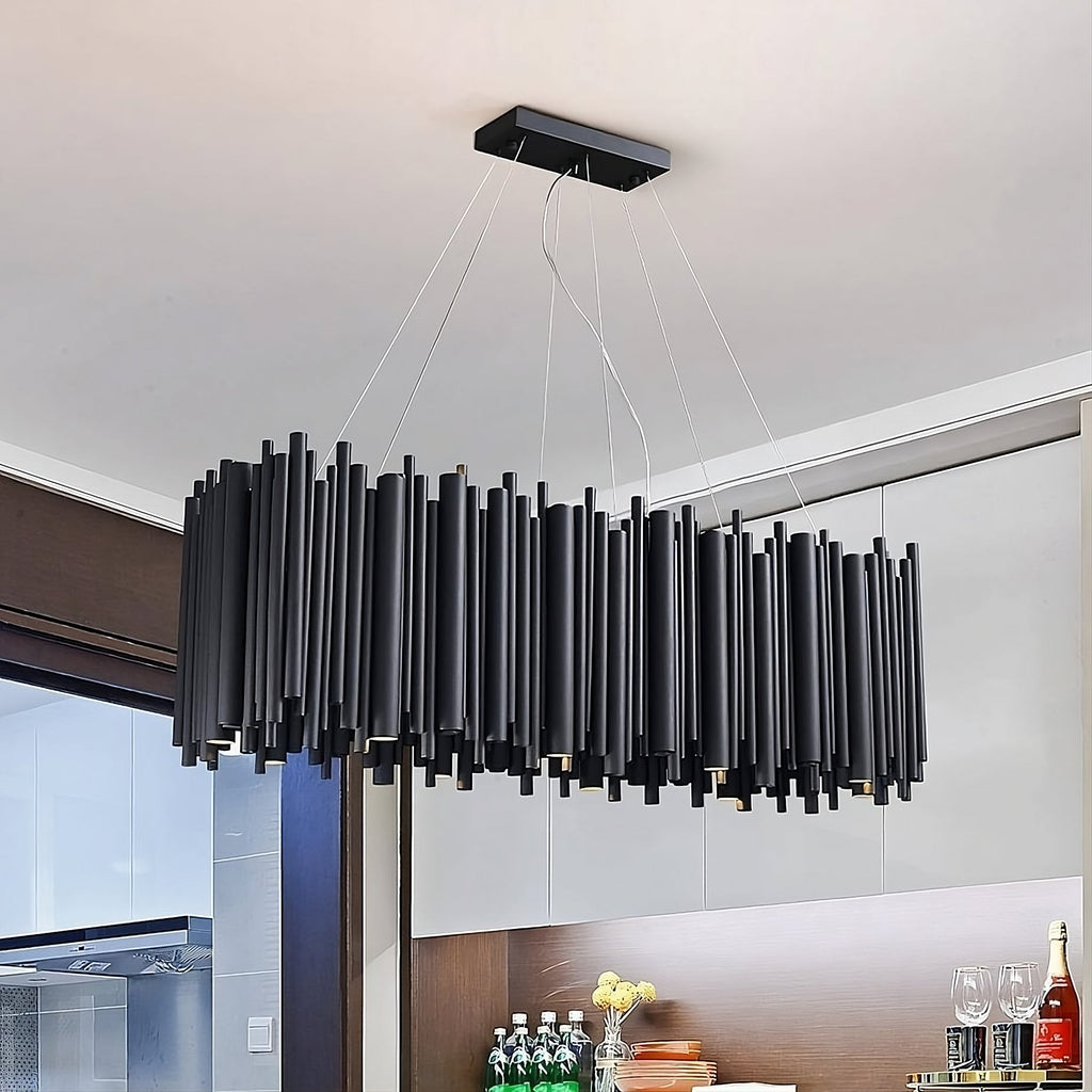 Black Steel Linear chandelier - Briar Lane for dining room view 2