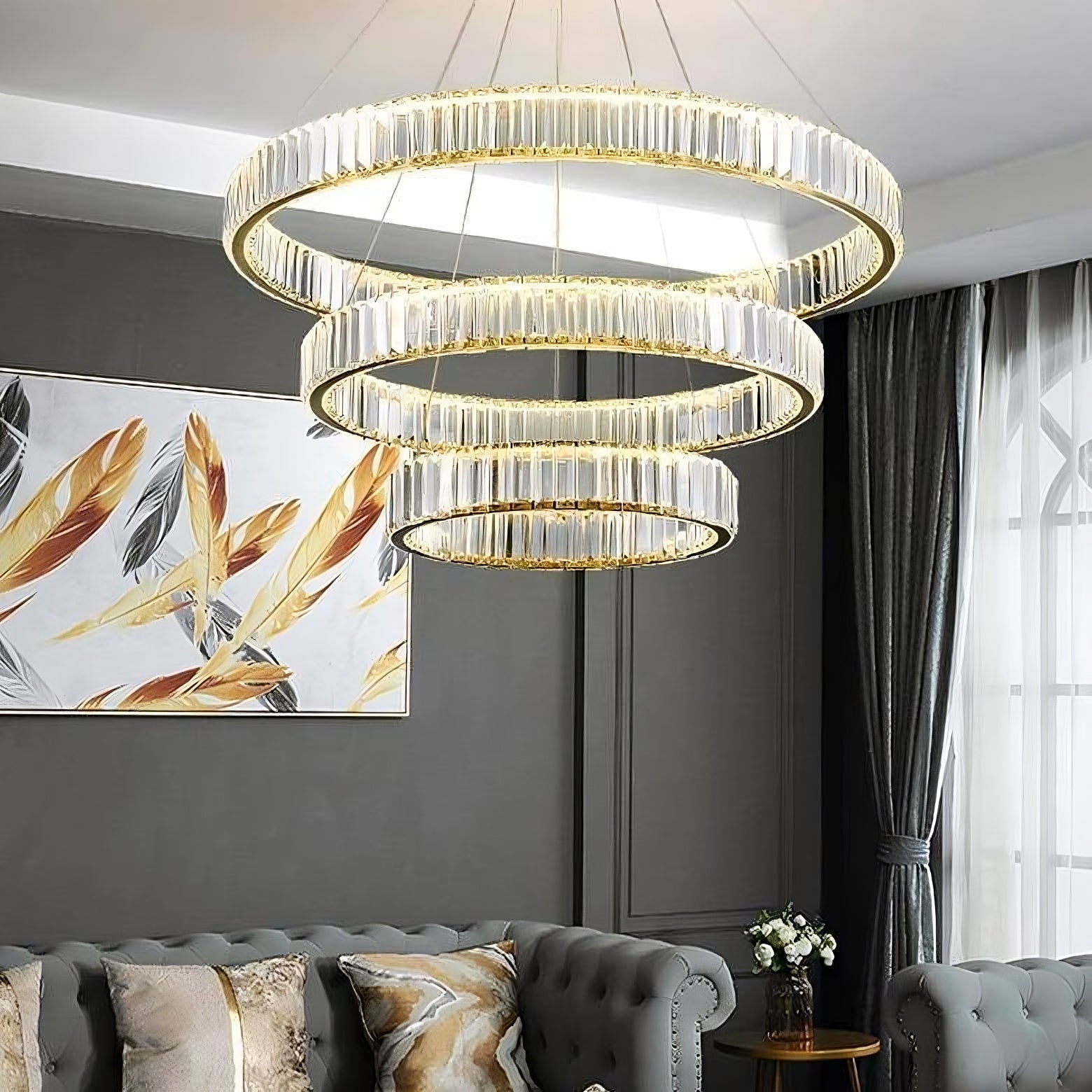 Crystal Tiered chandelier - Hollis Bay for dining room view 3