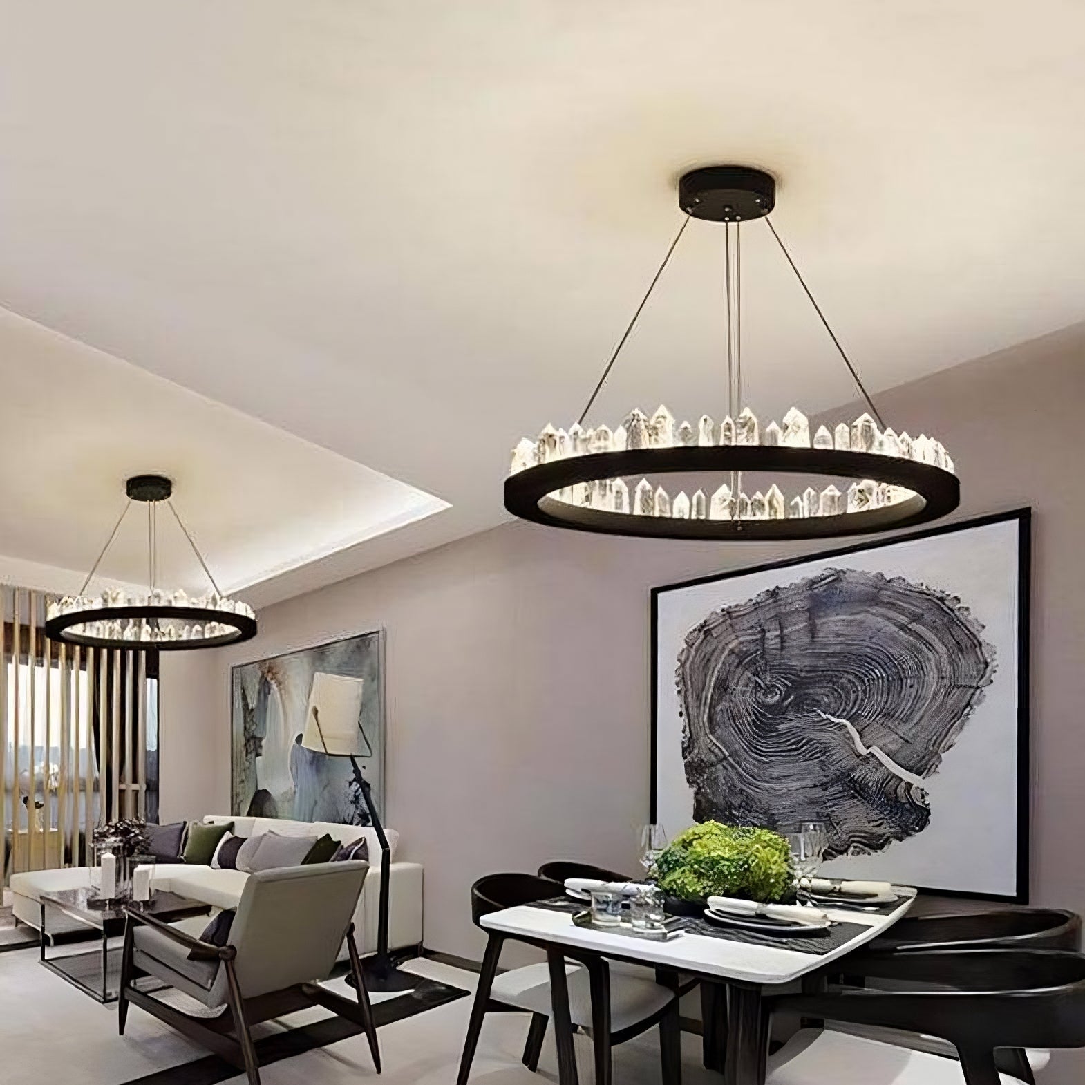 Black Crystal chandelier - Greer Bay for dining room view 4