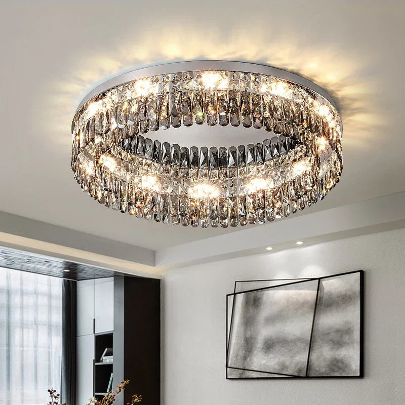 Clear Crystal Round chandelier - Rhea Bay for dining room view 2