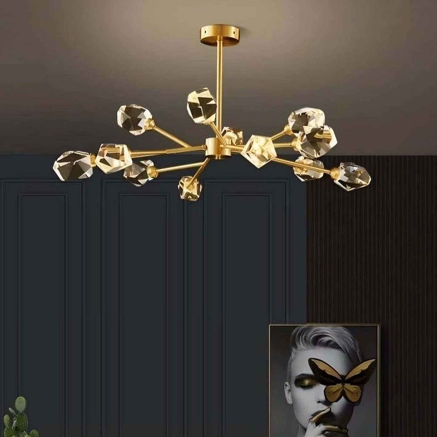 Copper Crystal chandelier - Yule House for dining room view 2