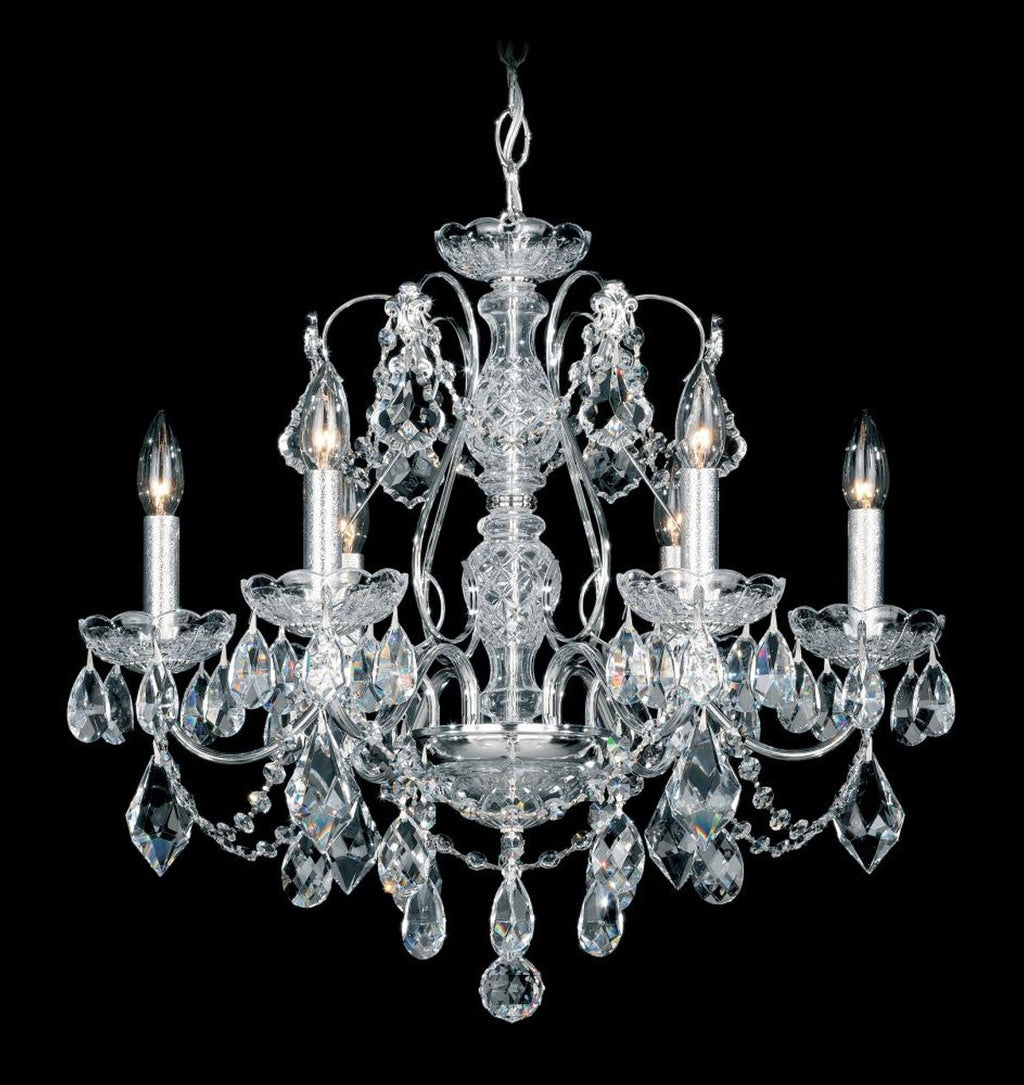 Century Chandelier, 6-Light, Polished Silver, Clear Heritage Crystal, 21"W (1705-40 1A2CE)