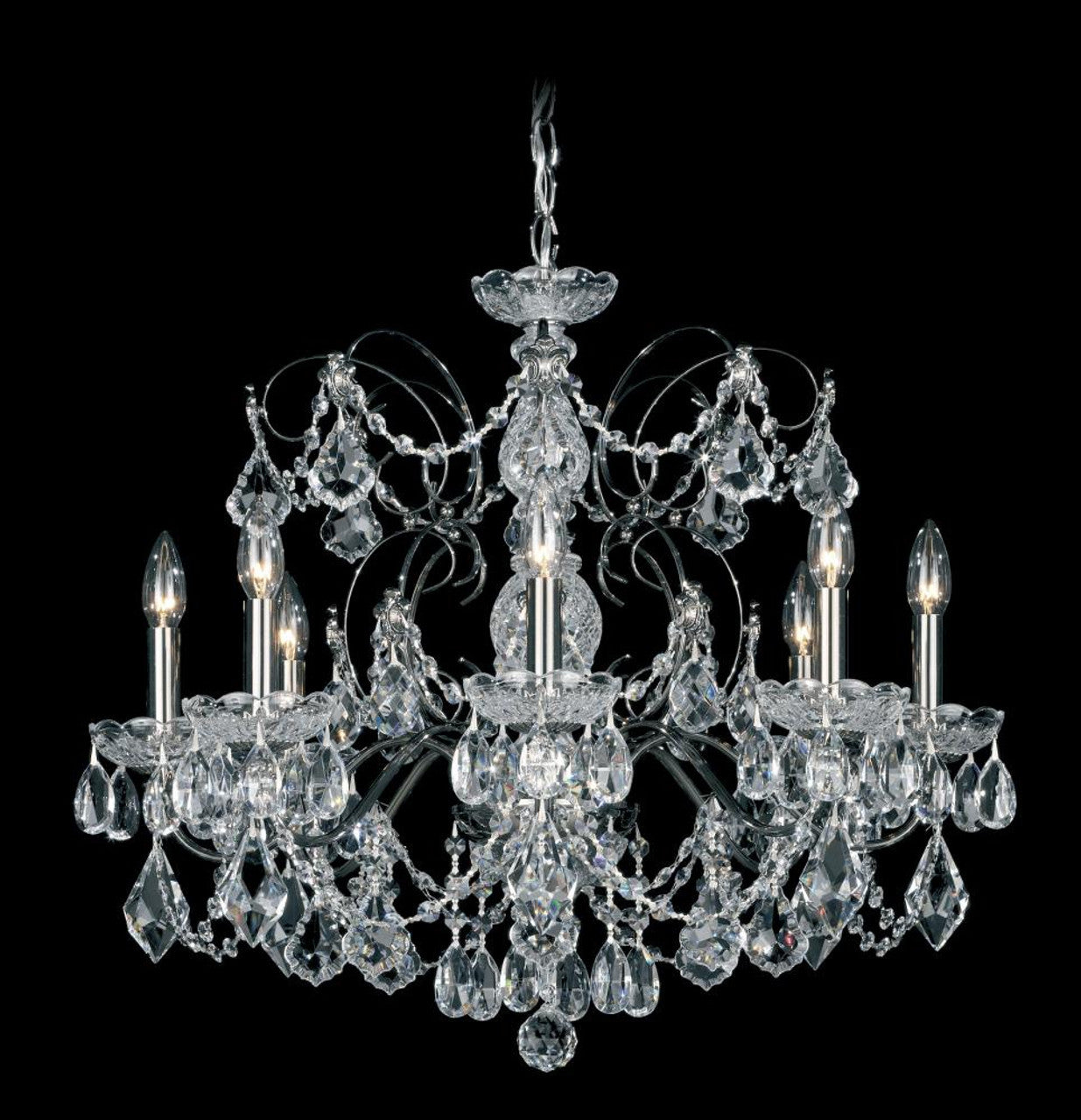 Century Chandelier, 8-Light, Antique Silver with Clear Heritage Crystal, 24"W (1707-48 17XW8M)