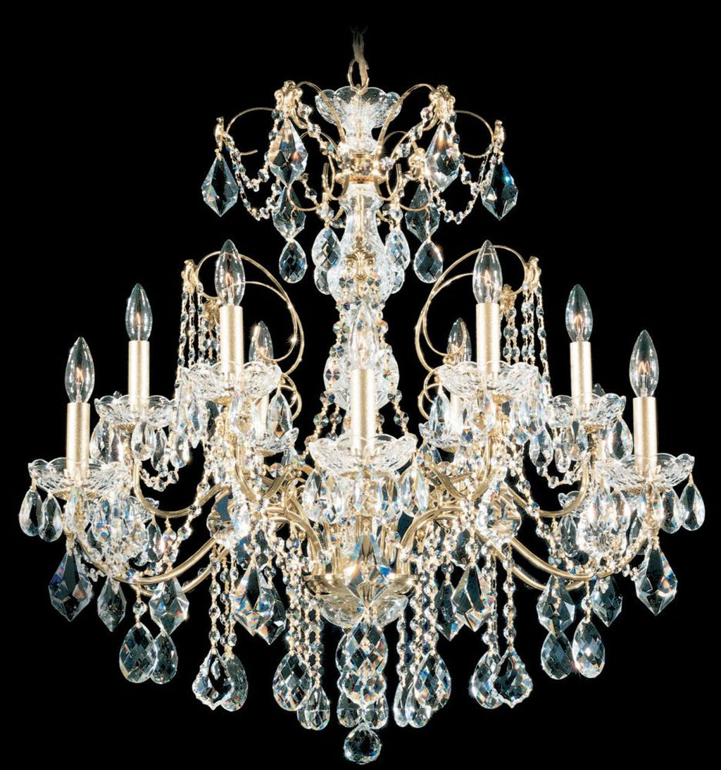 Century Chandelier, 9-Light, French Gold, Clear Heritage Crystal, 26"W (1709-26 180WX4)