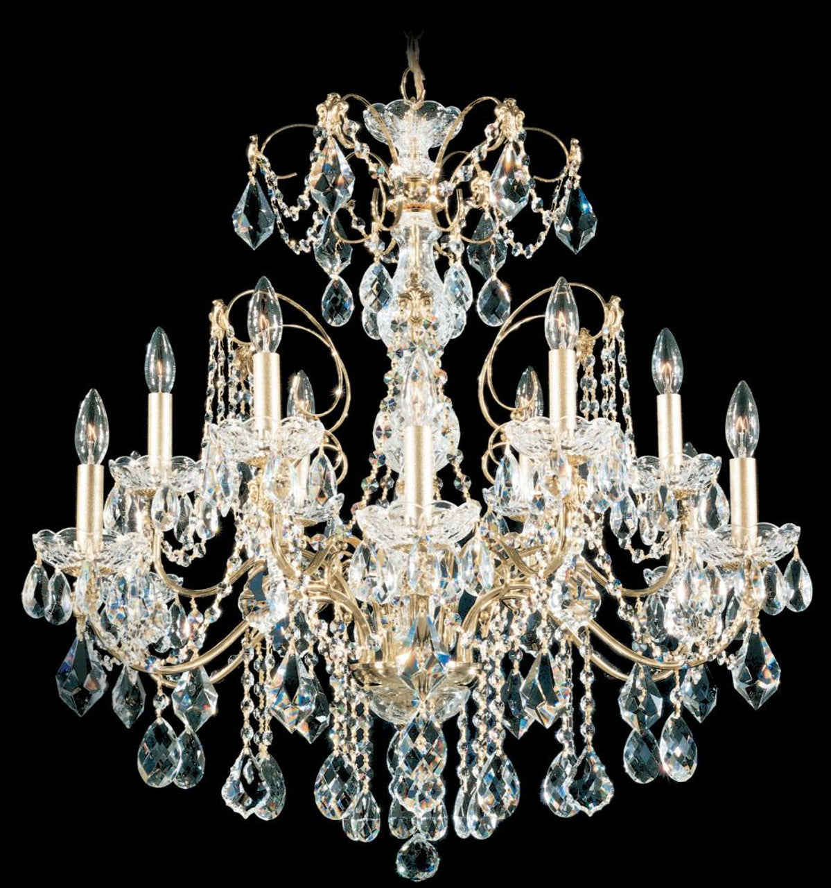 Century Chandelier, 12-Light, Aurelia Gold, Clear Heritage Crystal, 30"W (1712-211 17QRYY)