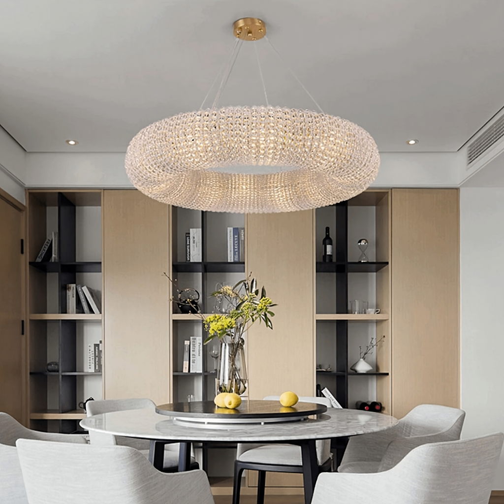Clear Crystal Linear chandelier - Rhea House for dining room view 3
