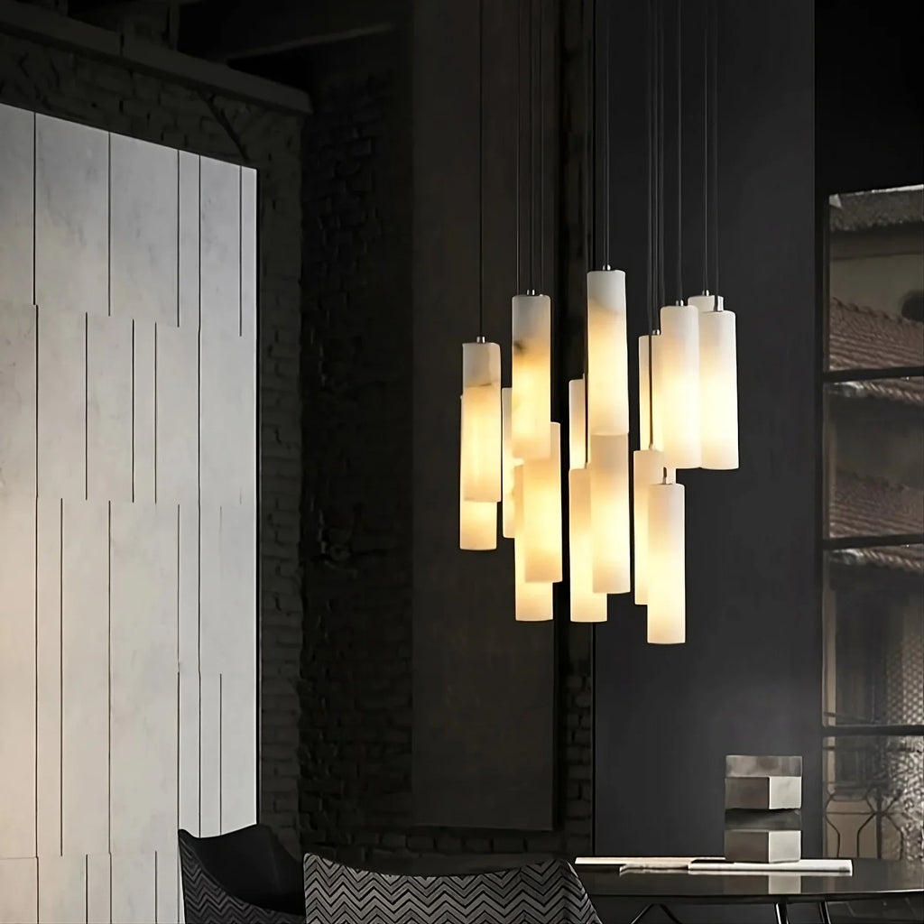 Natural Marble Round chandelier - Yara Bay for dining room view 5