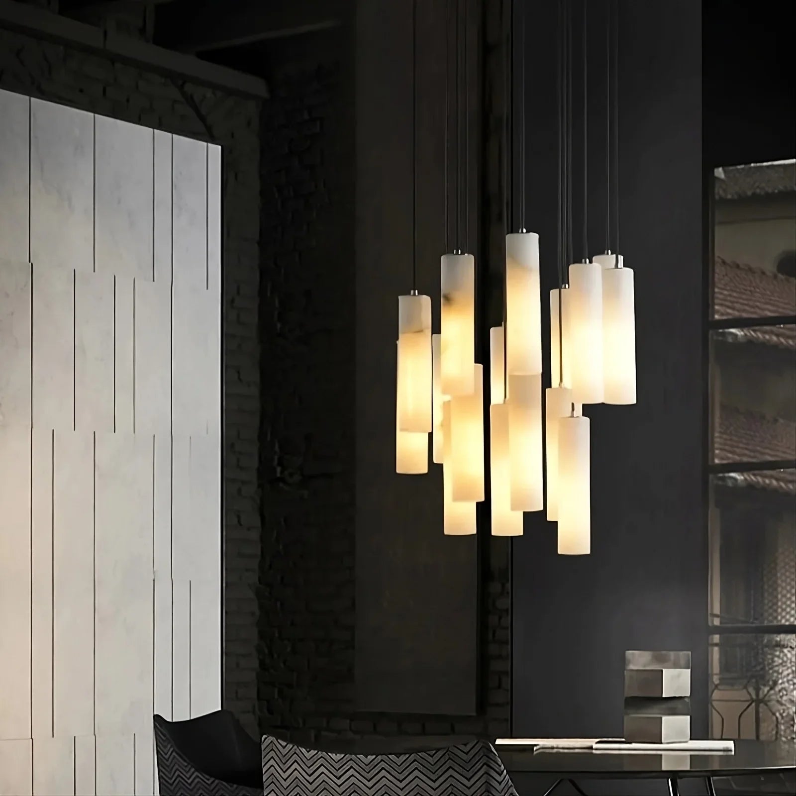 Natural Marble Round chandelier - Yara Bay for dining room view 5