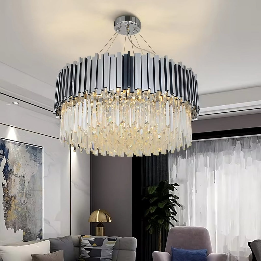 Clear Crystal Round chandelier - Riven House for dining room view 1