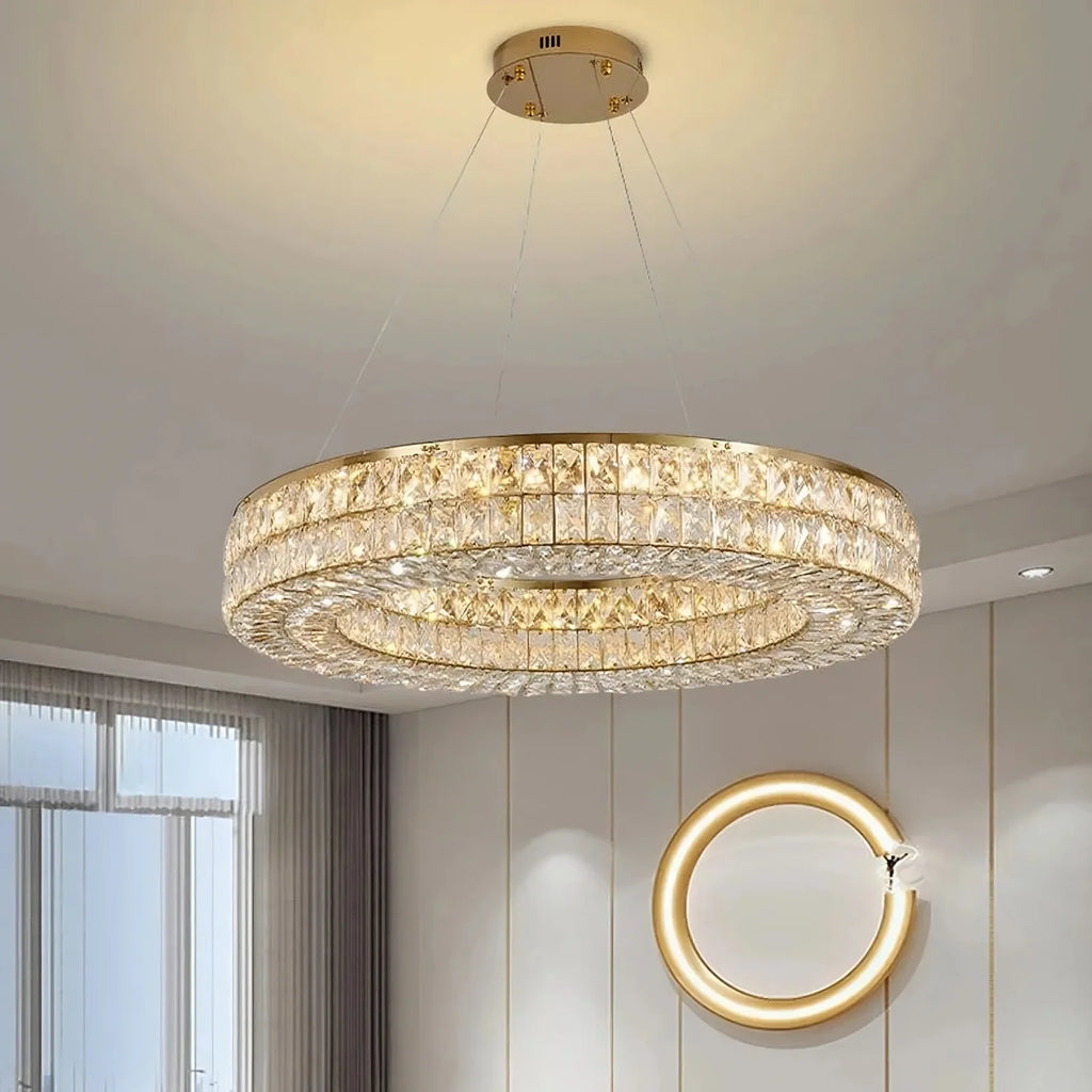 Gold Crystal Round chandelier - Iris Bay for dining room view 1