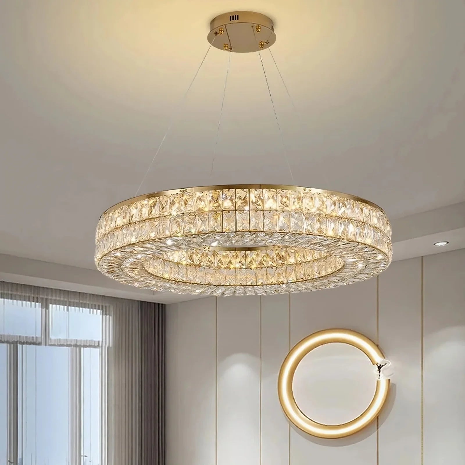 Gold Crystal Round chandelier - Iris Bay for dining room view 1