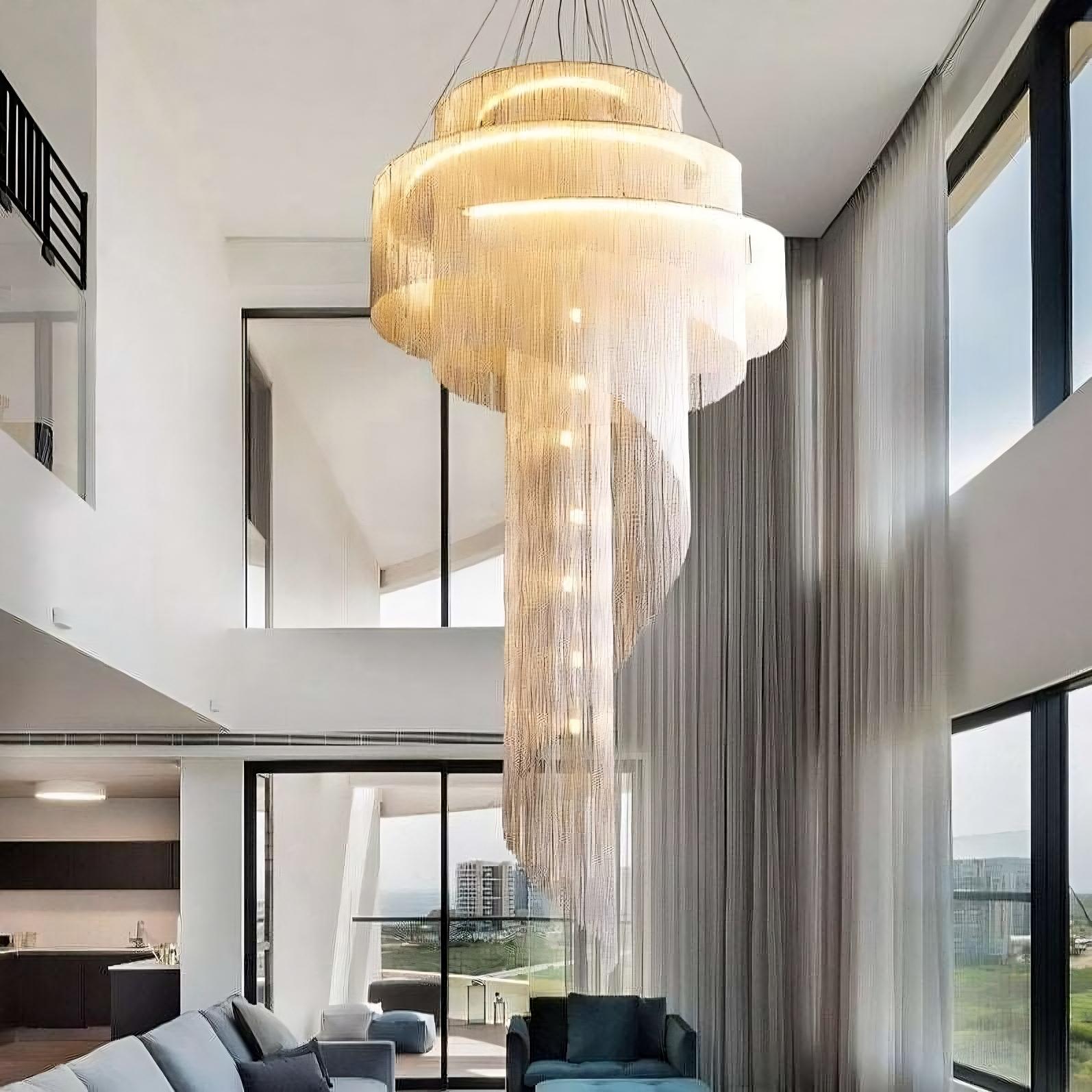 Silver Steel chandelier - Aster House for dining room view 2
