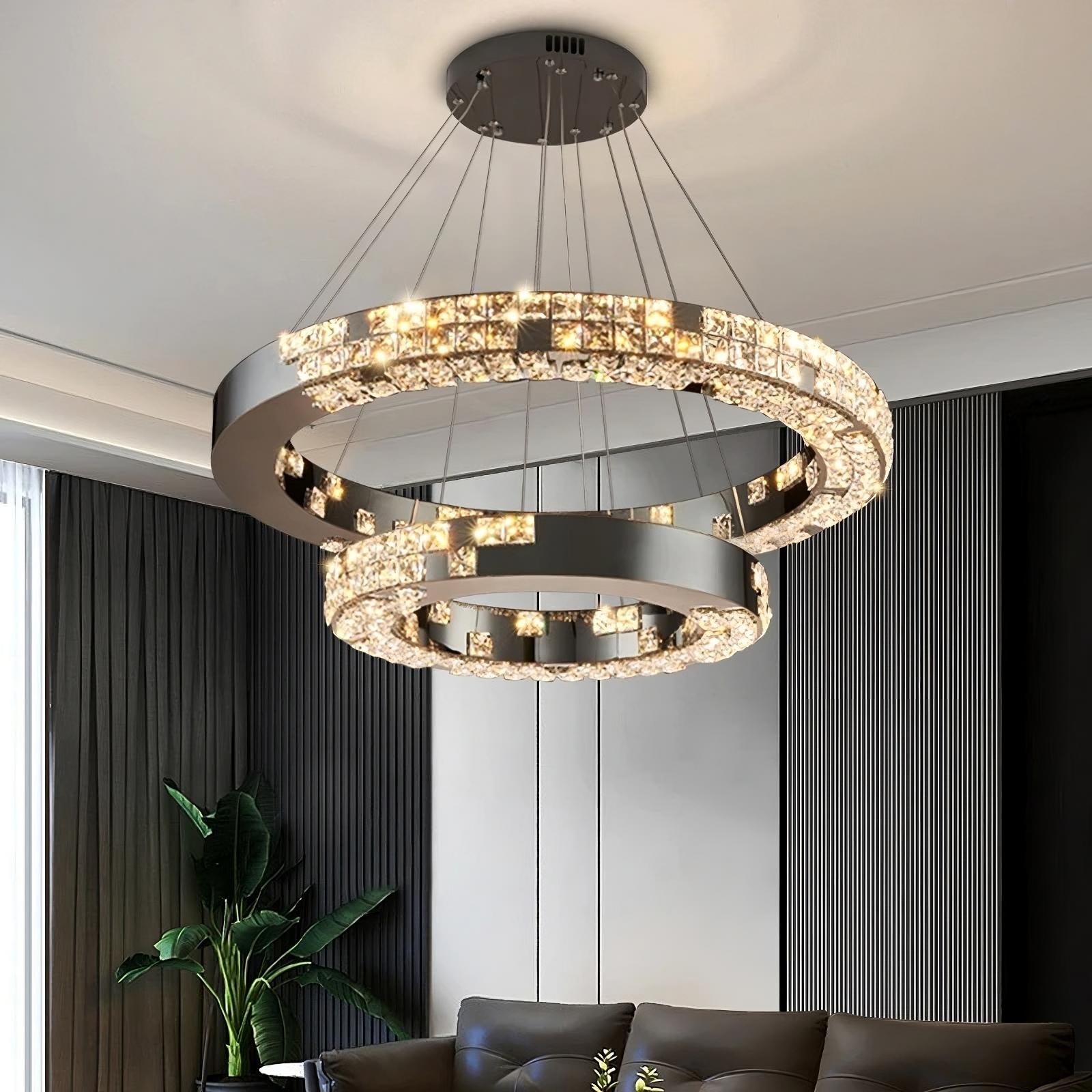 Black Crystal Tiered chandelier - Paloma Bay for dining room view 1