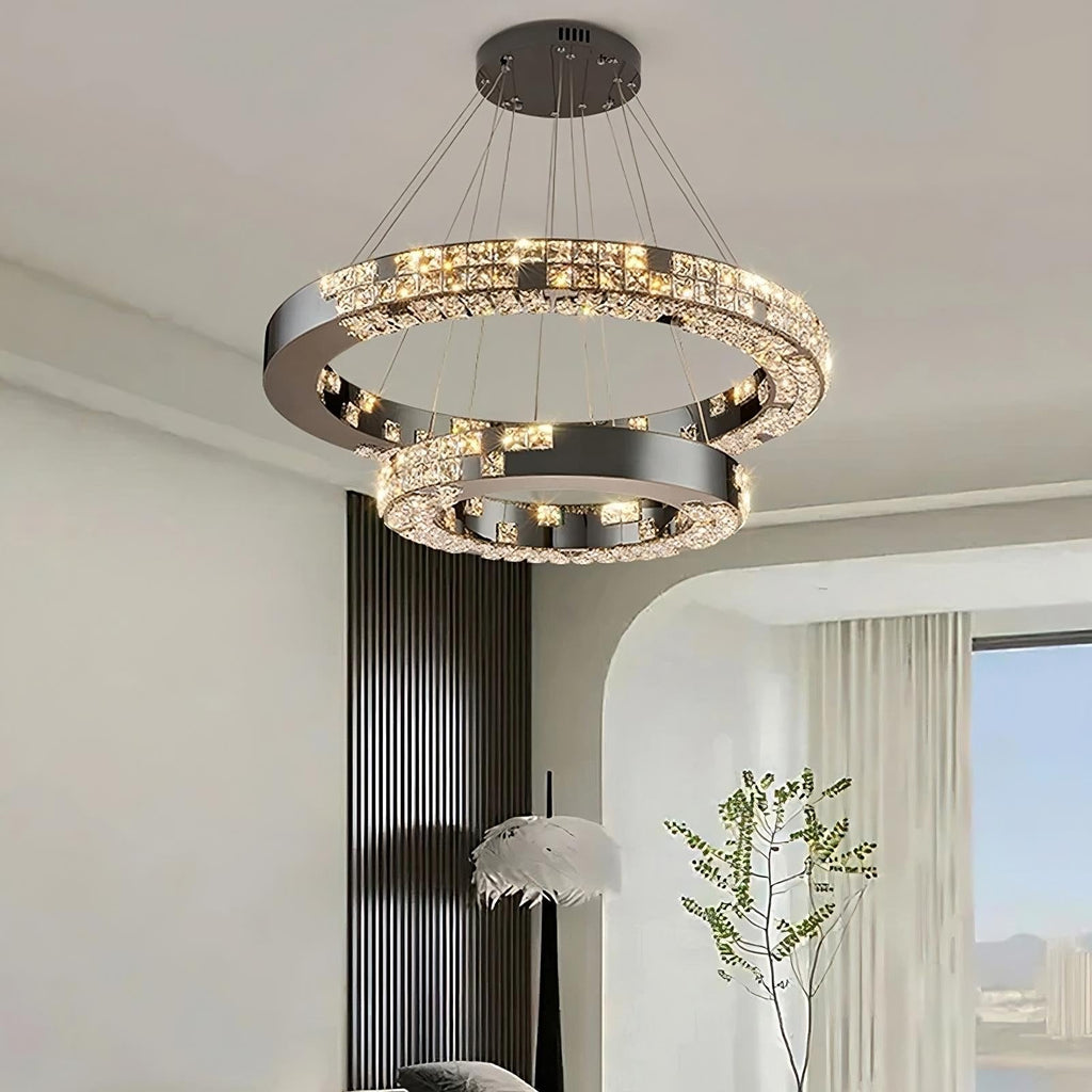 Black Crystal Tiered chandelier - Paloma Bay for dining room view 2