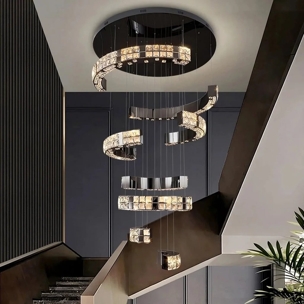 Black Crystal chandelier - Finch House for dining room view 2